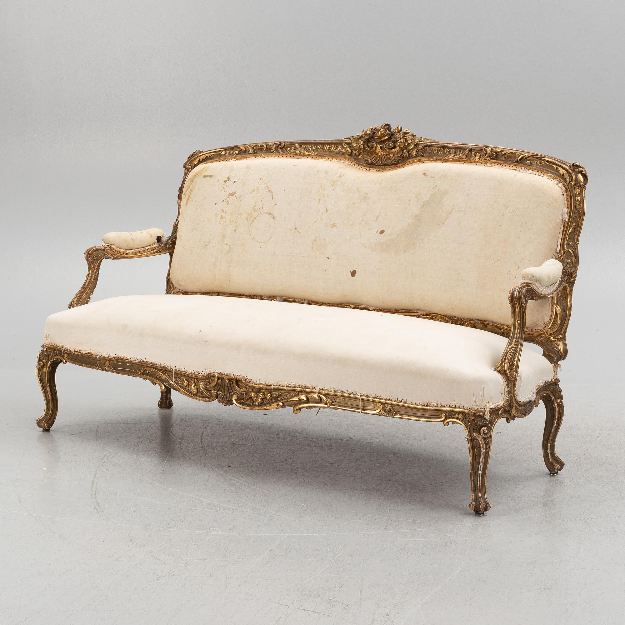 A Rococo style sofa, later part of the 19th century.