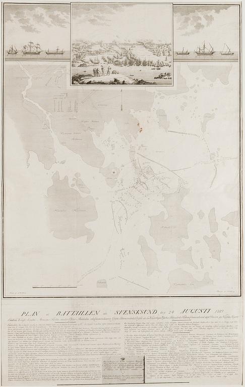 KARTTA, RUOTSINSALMEN MERITAISTELU ELOKUU 1789. G.Wallbergin piirtämä ja Jacob Gillbergin kaivertama.