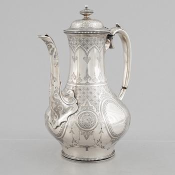 Edward & John Barnard, a sterling silver coffee pot, London, England 1862.