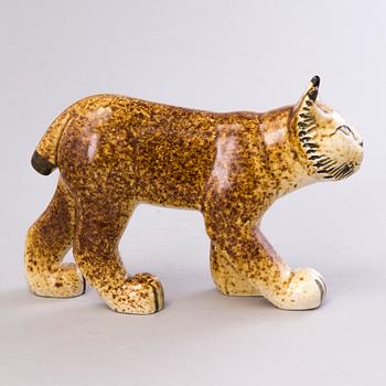 LISA LARSSON, FIGURIN, lodjur, Gustavsberg, glaserat stengods, begränsad upplaga för WWF.