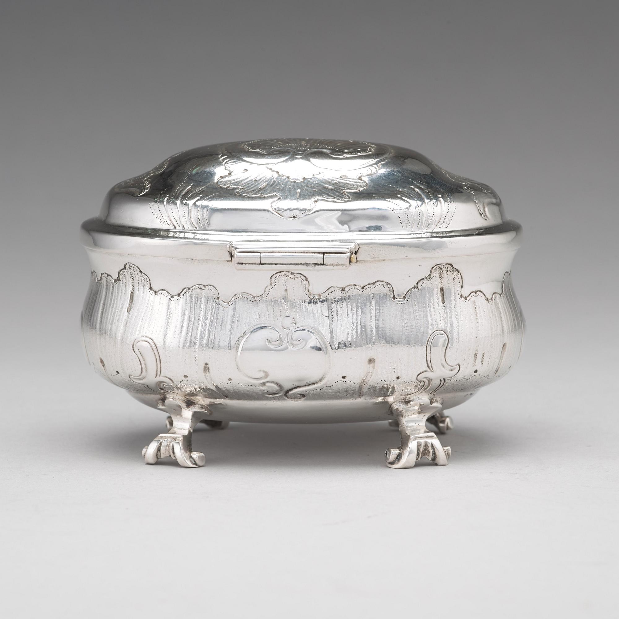 A German 18th century silver Rococo sugar-casket, mark of Johann Gottfried Hildebrandt, Berlin ca 1740-60 (1743-1778).