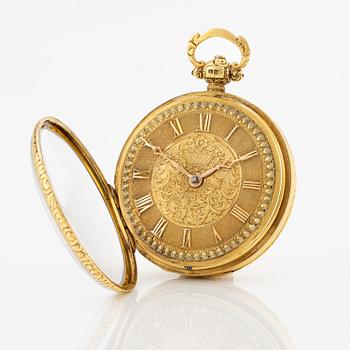 James Murray, Royal Exchange, London 1829. An 18K gold key wind open face pocket watch.