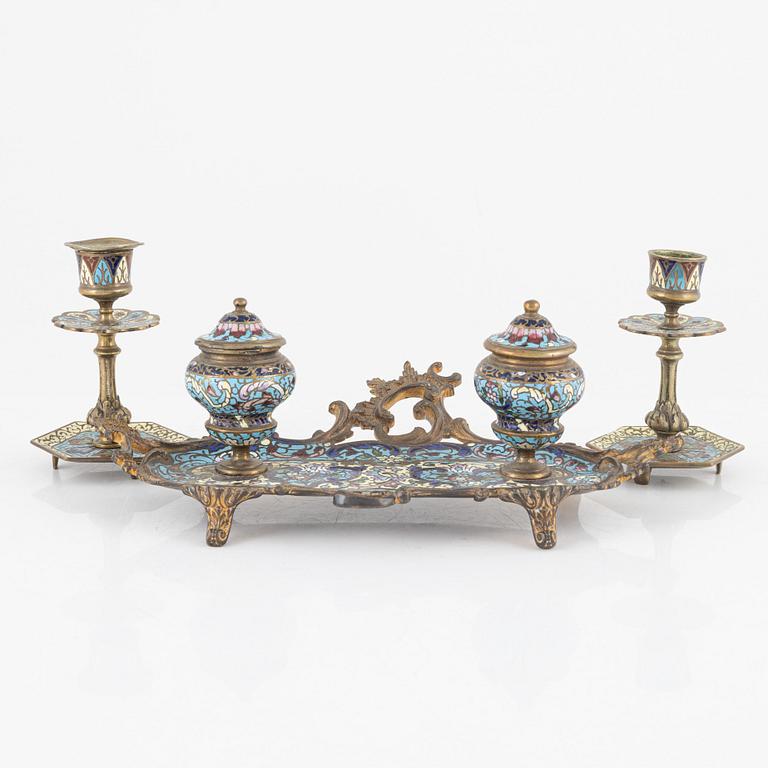 A Rococo-style cloisonné desk stand, early 20th century.