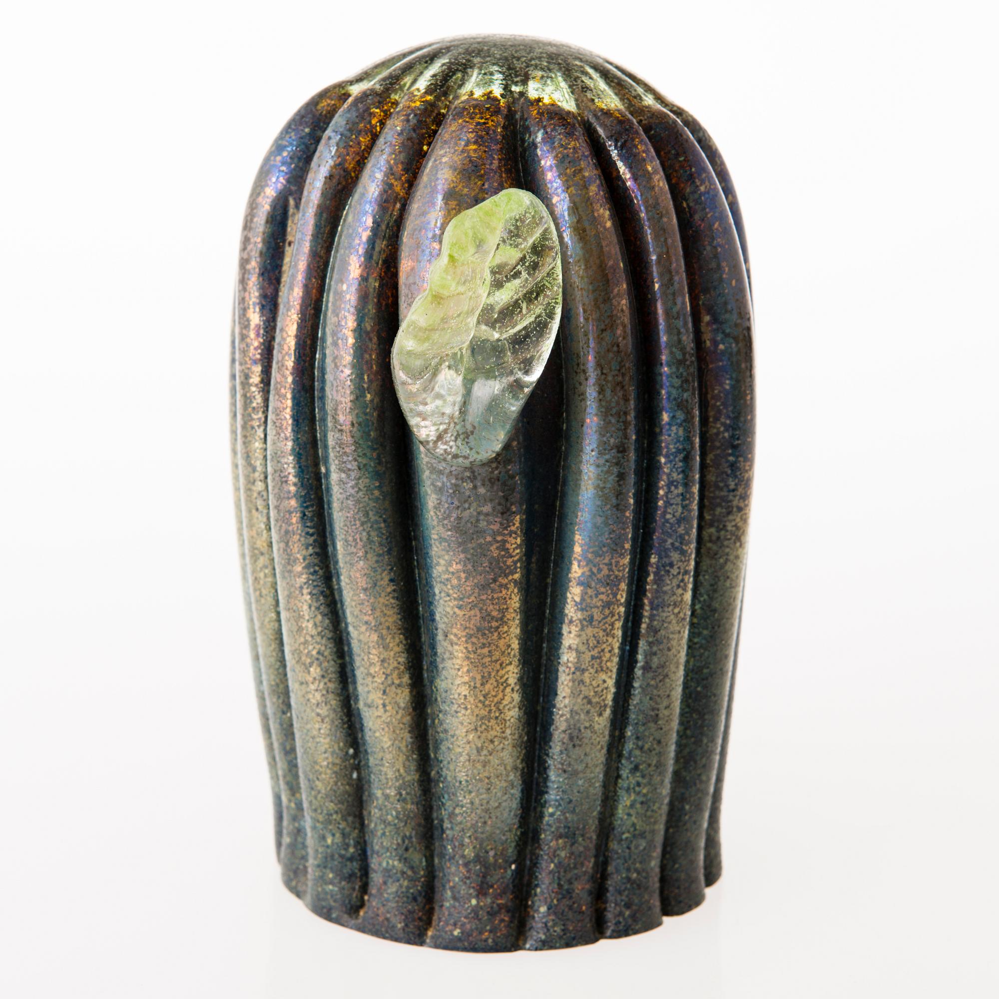 TIINA NORDSTRÖM, veistos, "Lehtikaktus", signeerattu Tiina Nordström Iittala 1991.