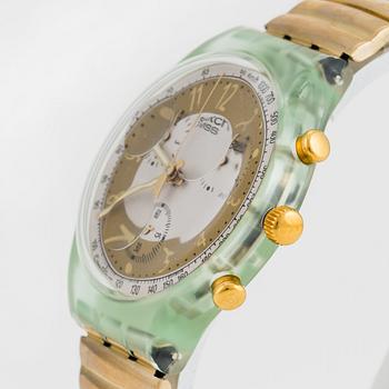 SWATCH, Chrono, Golden Globe, wristwatch, 37.3 mm.