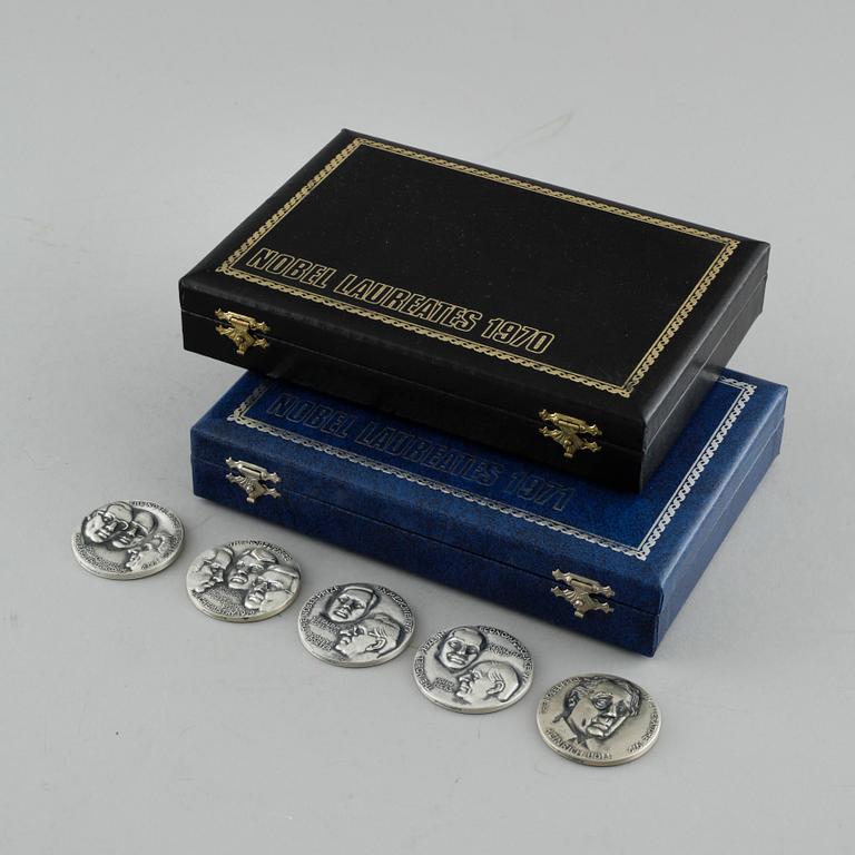 17 silver memory coins of Nobel Prize Winners 1970, 1971 and 1972, Sporrong.