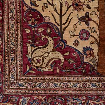 MATTO, a semi-antique silk Kashan,  ca 205 x 131,5 cm.