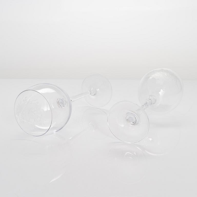 Drinking glasses, 21 pcs, with animal motifs, possibly Germany, late 20th century.