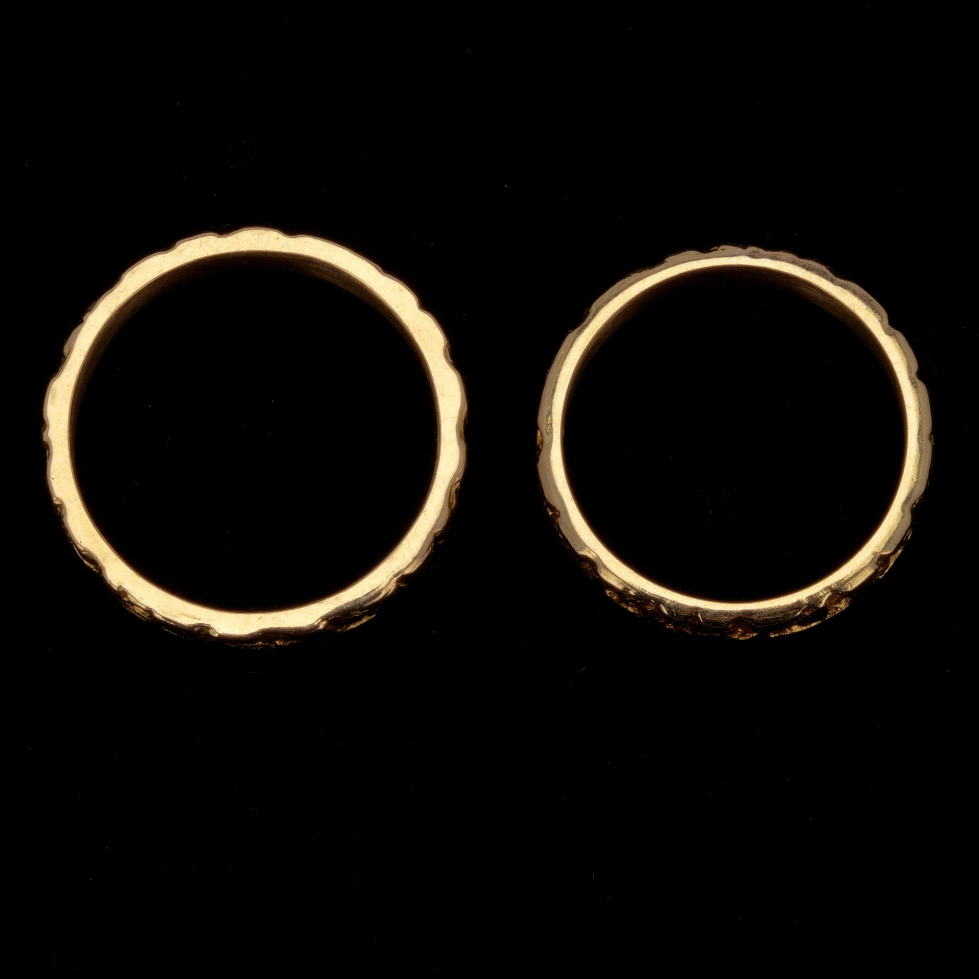 RINGAR, 2 st, guld 18K, sign. BW, Lapponia 1970. Vikt tot. 10 g.