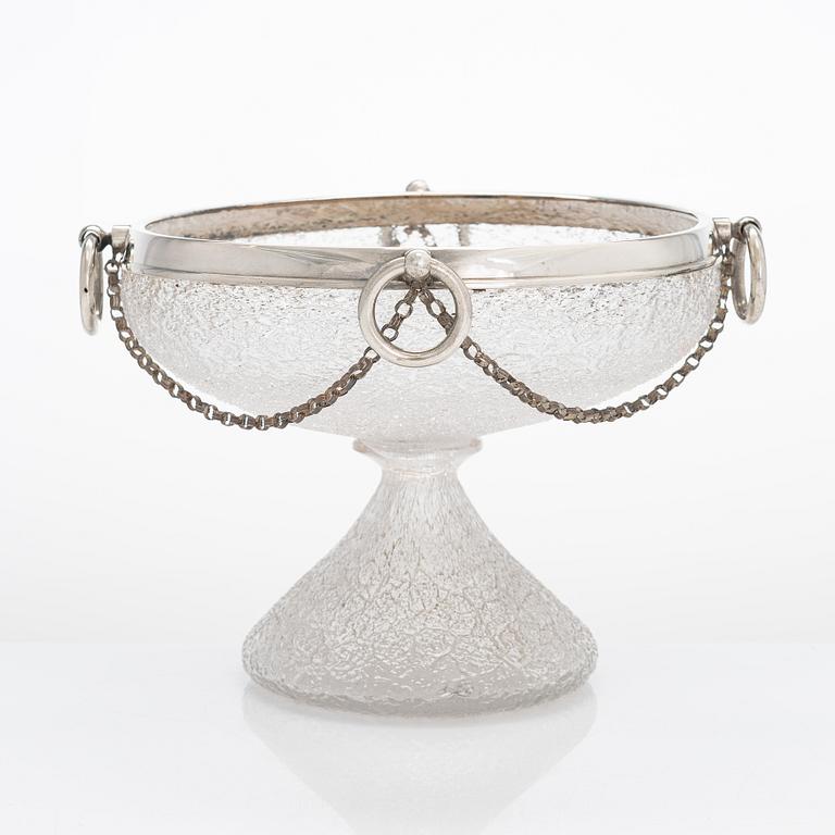 A Dutch silver mounted glass bowl, 1920-30s.