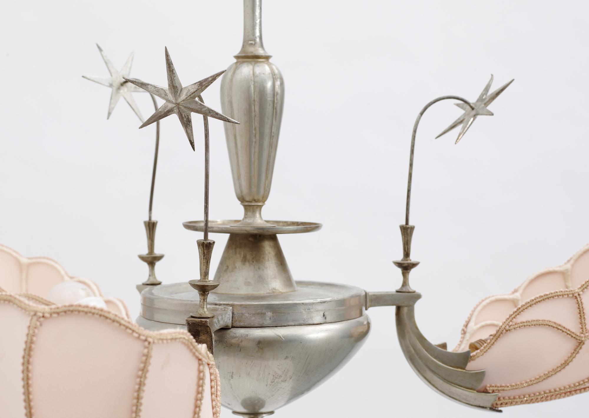A pewter chandelier by unknown artist, Sweden 1920's.