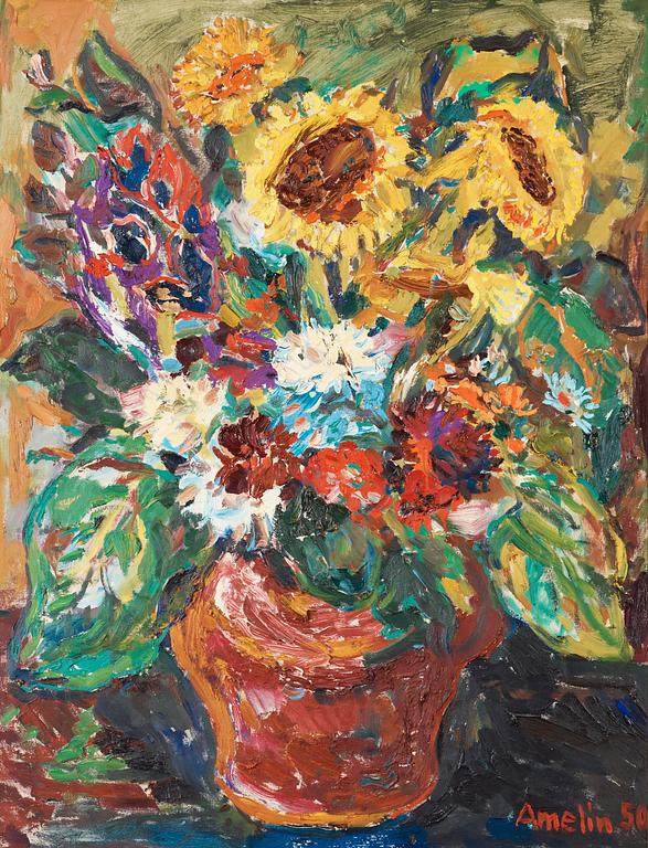 Albin Amelin, Still life with sunflowers.