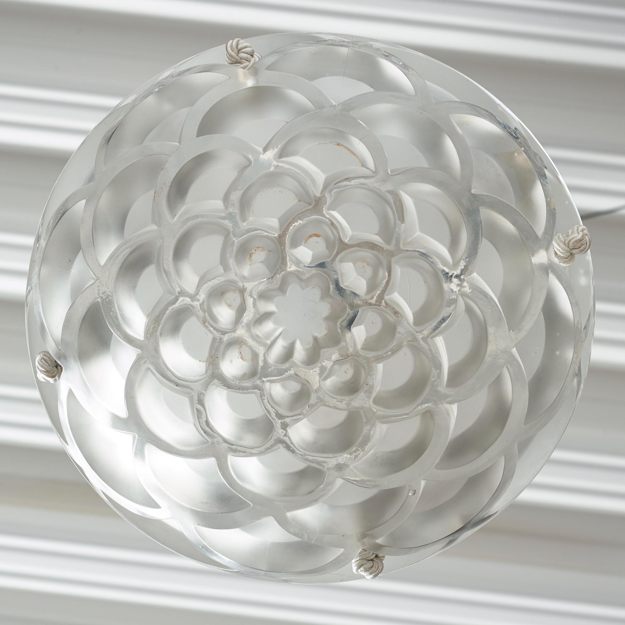 René Lalique, a moulded glass 'Rinceaux' ceiling light, France 1920-30s.