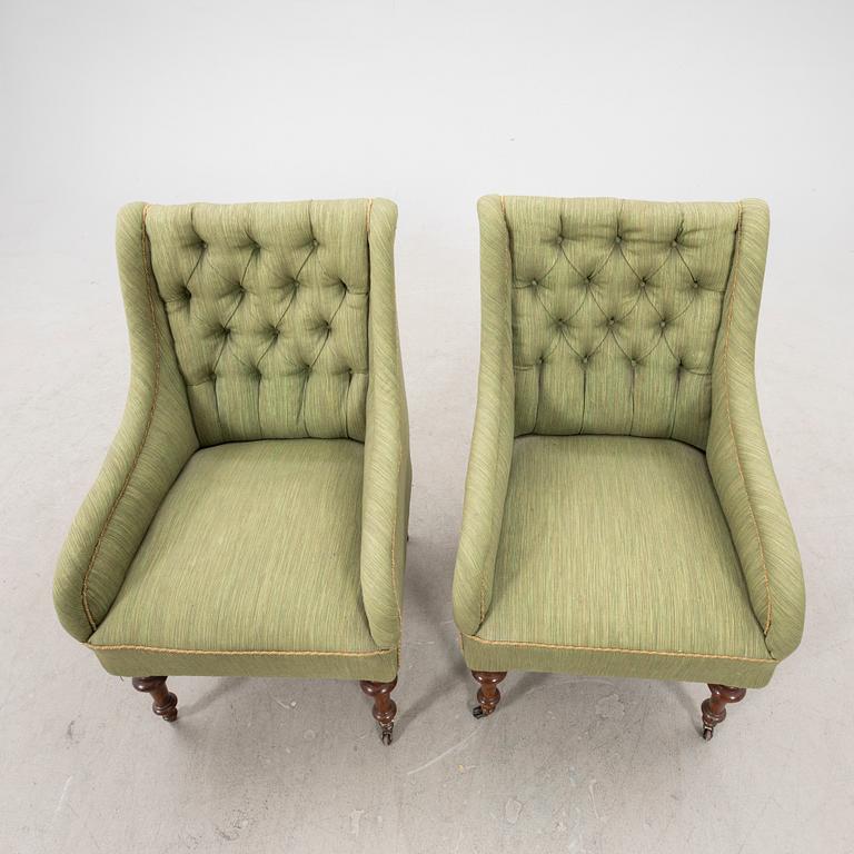 A pair fo late 19th century armchairs.