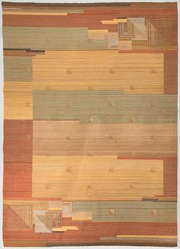 A 1930s flat weave carpet probably Greta Skogster-Lehtinen for Aaltosen Mattokutomo Kiikka, Finland. Circa 350x250 cm.