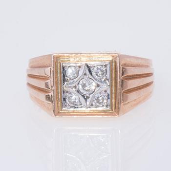 RING, 14K guld, briljantslipade diamanter. Finska stämplar, 1990. Vikt ca 9,1 g.