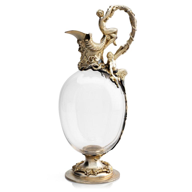 John Newton Mappin, vinkaraff, förgyllt silver och glas, London 1888.