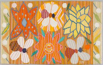 Ann-Mari Lindbom, gift Forsberg, A TEXTILE, "Bilöpare", a tapestry variant, ca 30,5 x 48,5 cm, signed AMF.