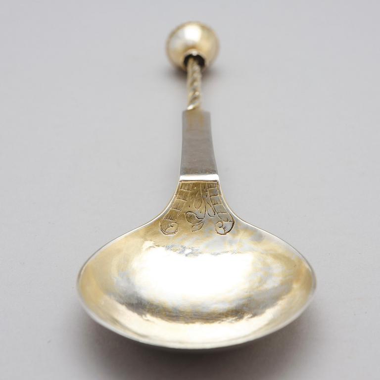 A Danish parcel-gilt silverspoon, probably mark of Hans Jacob Möller (1778-1852), Copenhagen.