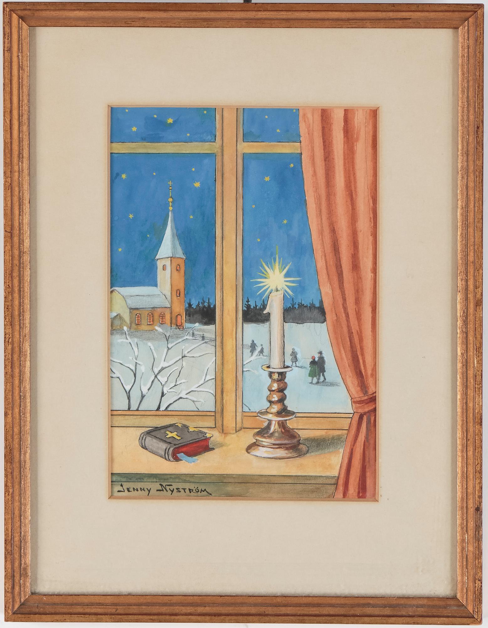 JENNY NYSTRÖM, Akvarell och täckvitt, signerad.
