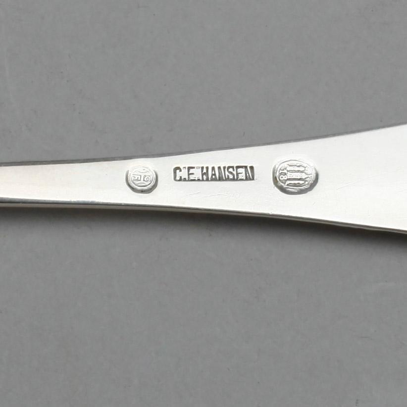 MATSKEDAR, 9 st, silver, Cecilie Elisabeth Hansen, Randers, Danmark 1918-1925. Total vikt ca 318 gram.