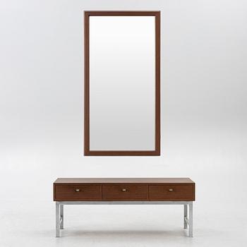 Hall furniture, two pieces, Glass & Wood, Hovmantorp, 1970s.