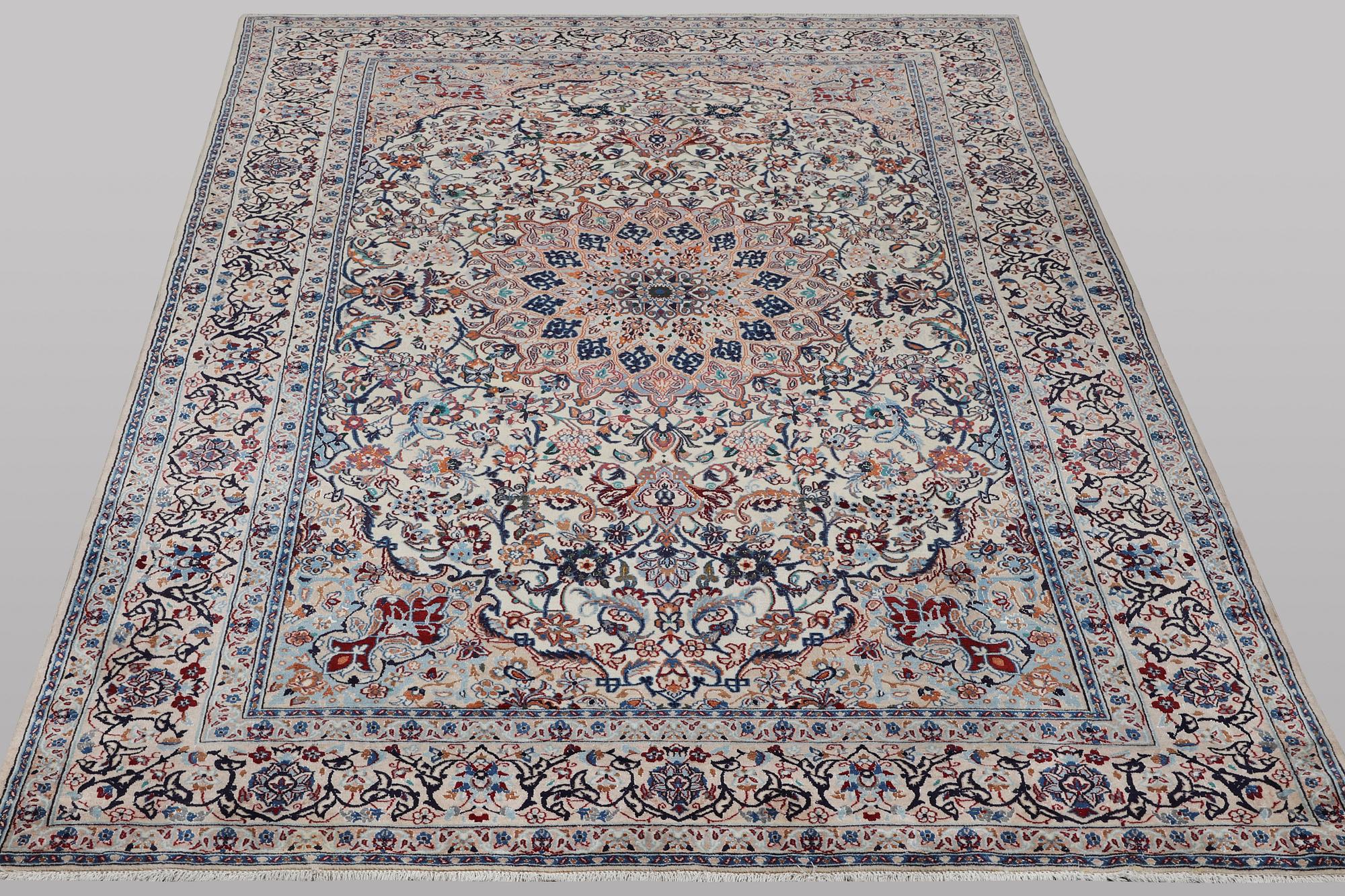A carpet, Nain, part silk, 9 laa, ca 344 x 213 cm.