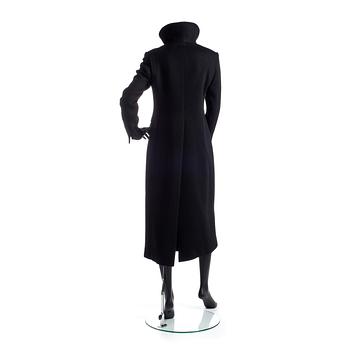 GUCCI, a black cashmere blend coat.