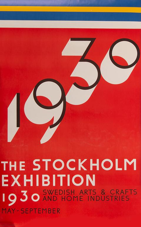 SIGURD LEWERENTZ, a poster from 'The Stockholm exhibition 1930' printed in 1976.