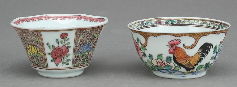 KOPPAR MED FAT, 2+2 st, porslin, Kina, 1700-tal.