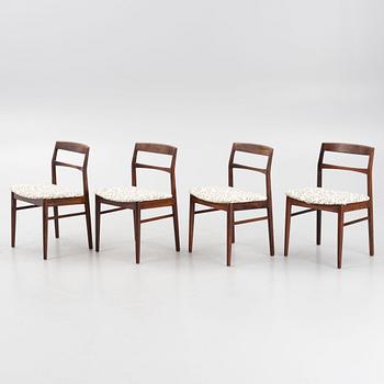 A Rosewood dining table and four chairs, Denmark. 1960-tal.