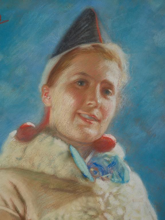 Jenny Nyström, Smiling girl with traditional dress.