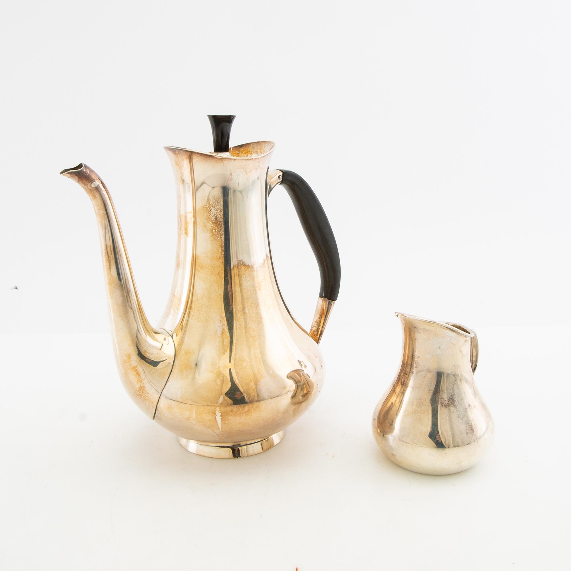 Hans Bunde kaffeservis 2 dlr silver Cohr Danmark 1956.