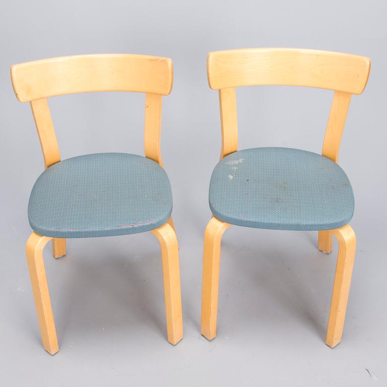 ALVAR AALTO, Two late 20th century  '69' Chairs for Artek,