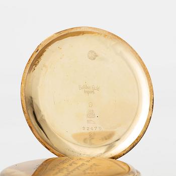 Pocket watch, 14K gold "Boliden guld Import", chain in double gold, 51 mm.