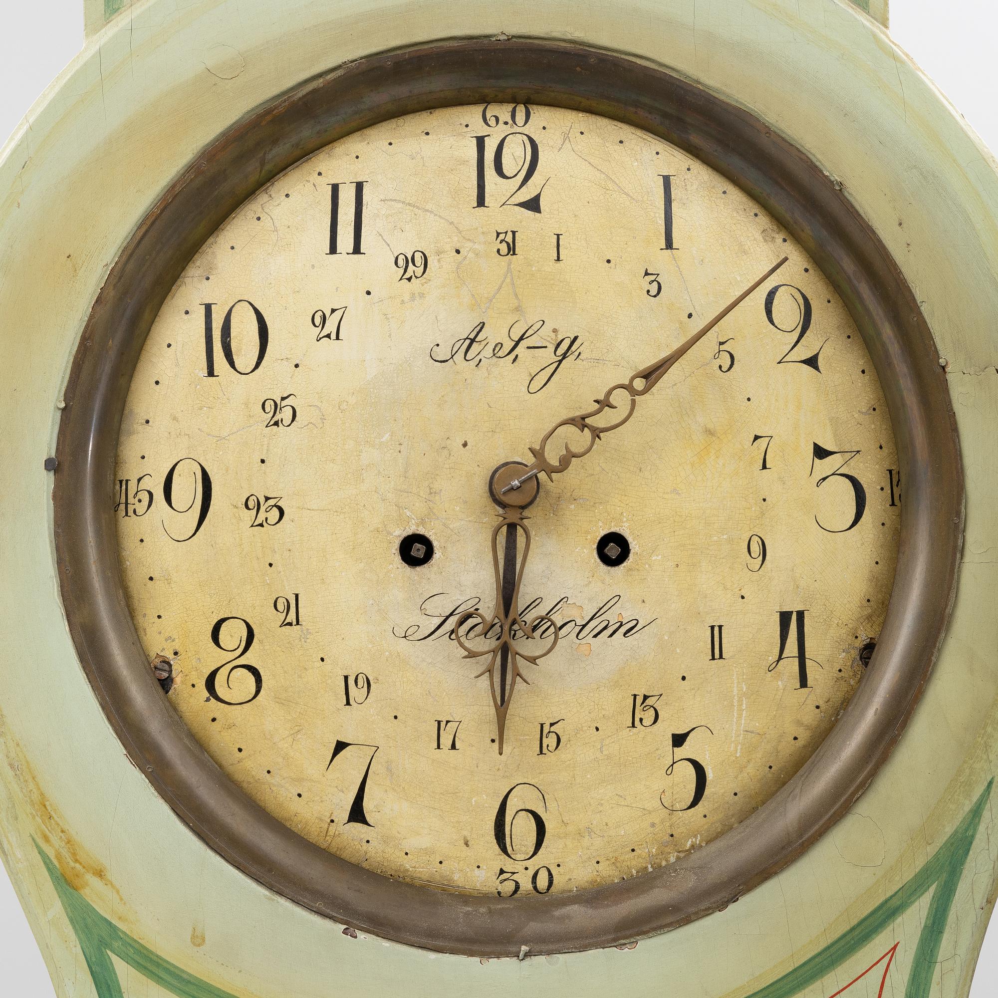 A long-case clock, 19th Century. Stamped with Prince Eugen's emblem.
