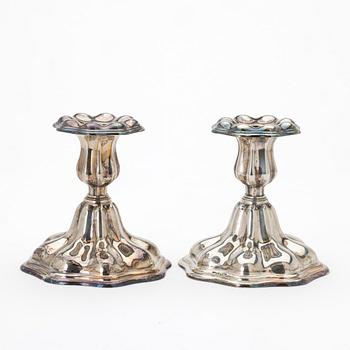Candlesticks, silver, a pair, C. G. Hallberg, Stockholm, 1946.