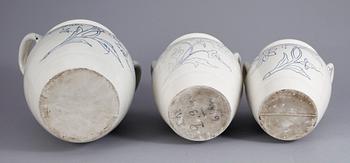 SYLTKRUS, 3 st olika, stengods, Rörstrand resp Gustavsberg, omkring 1900.