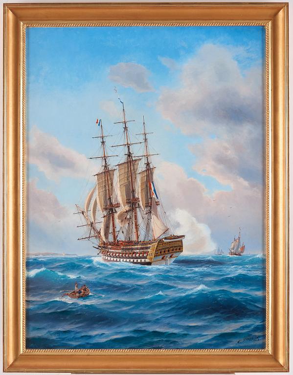 Jacob Hägg, French ship of the line at sail.