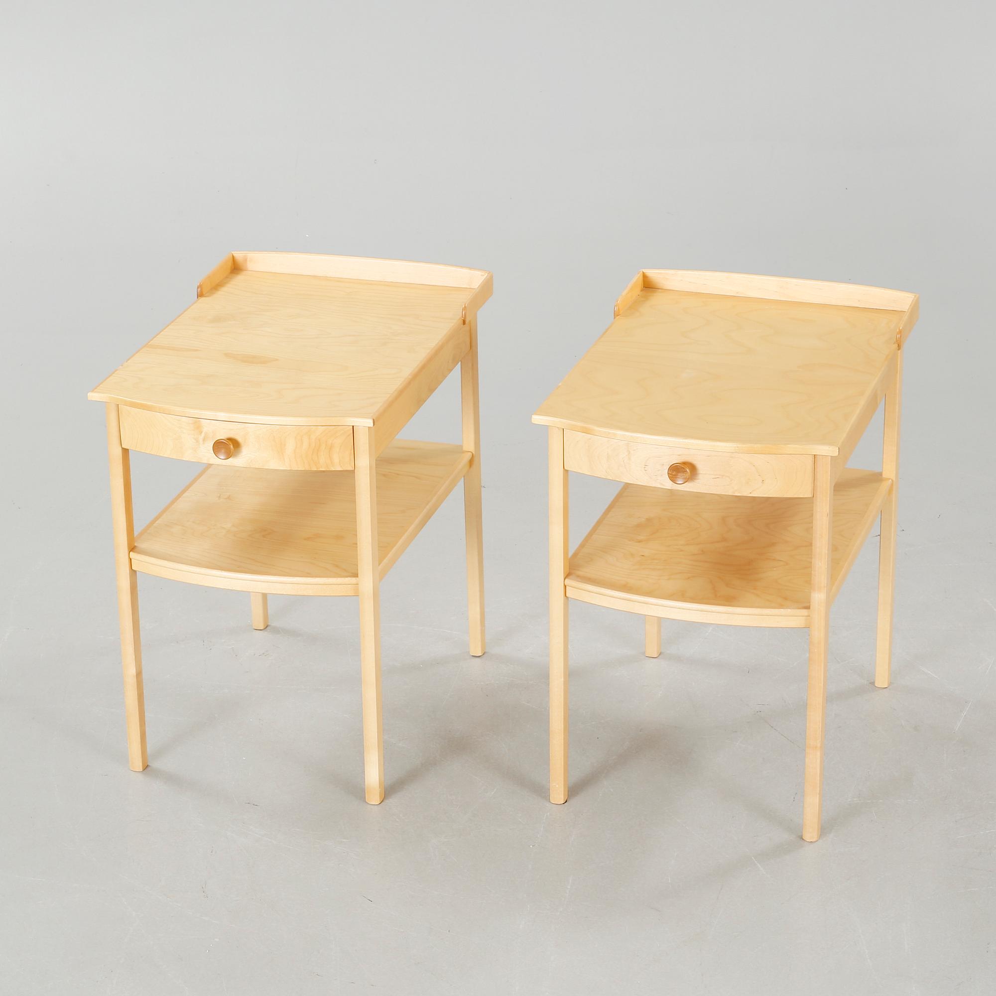 A pair of bedside tables by Carl Malmsten for Åfors Möbelfabrik, second half of the 20th century.