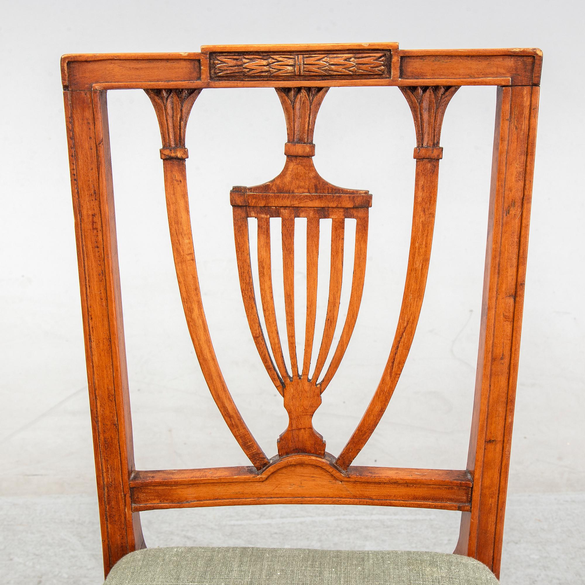 A pair of late Gustavian chairs by Johan Melchior Lundberg, ca 1800.