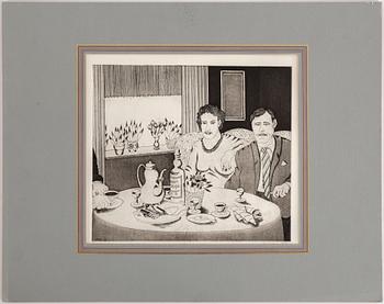 Almut Heise, étching, signed, dated 1968.