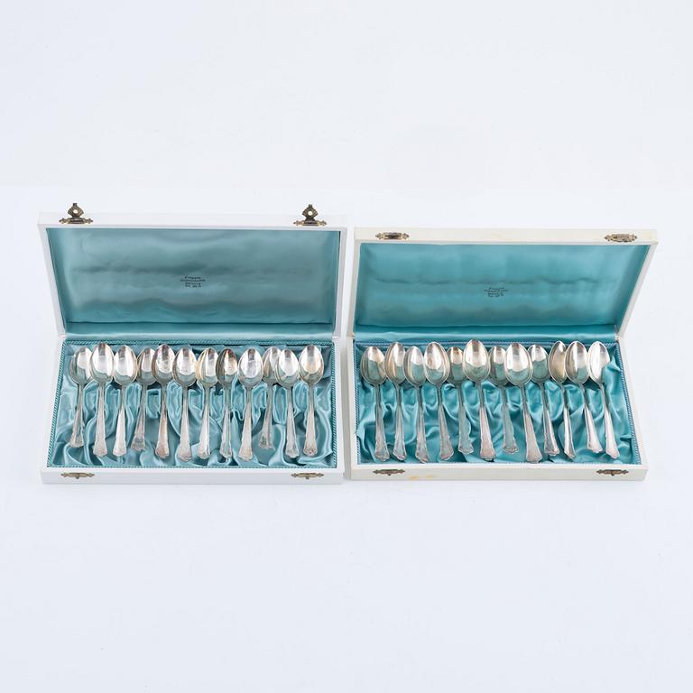 A set of 24 Swedish silver spoons, model 'Ingrid', mark of GAB, including Stockholm 1961.