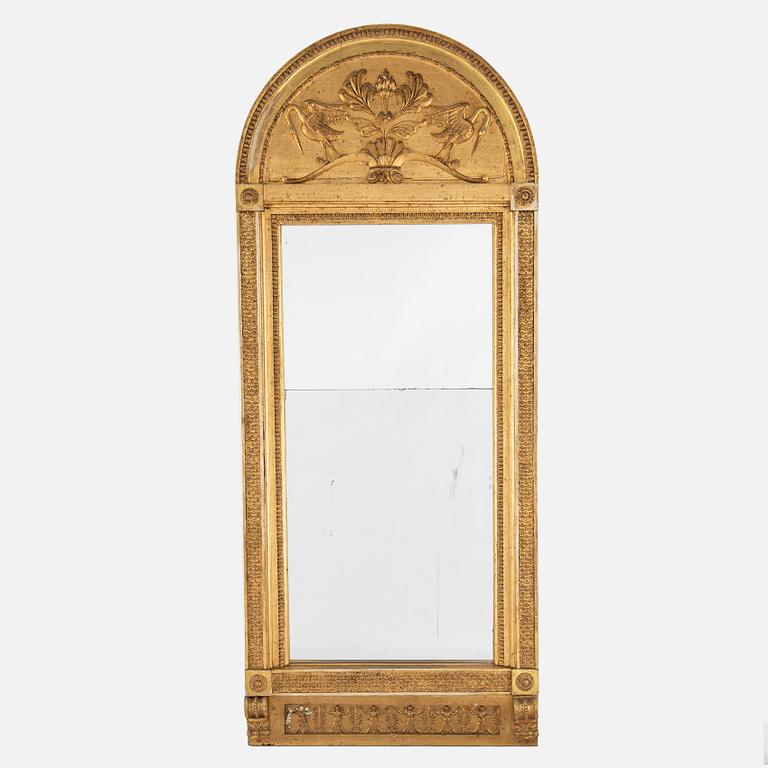 A Swedish Empire mirror and console table, early 19th century.