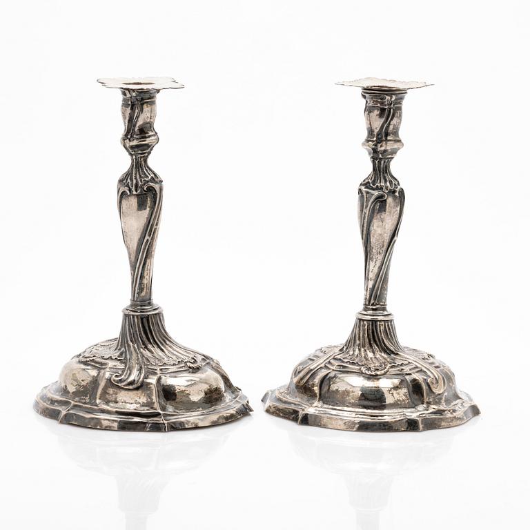 Ljusstakar, ett par, silver, Conrad Jurgen Hartwig, Schleswig.