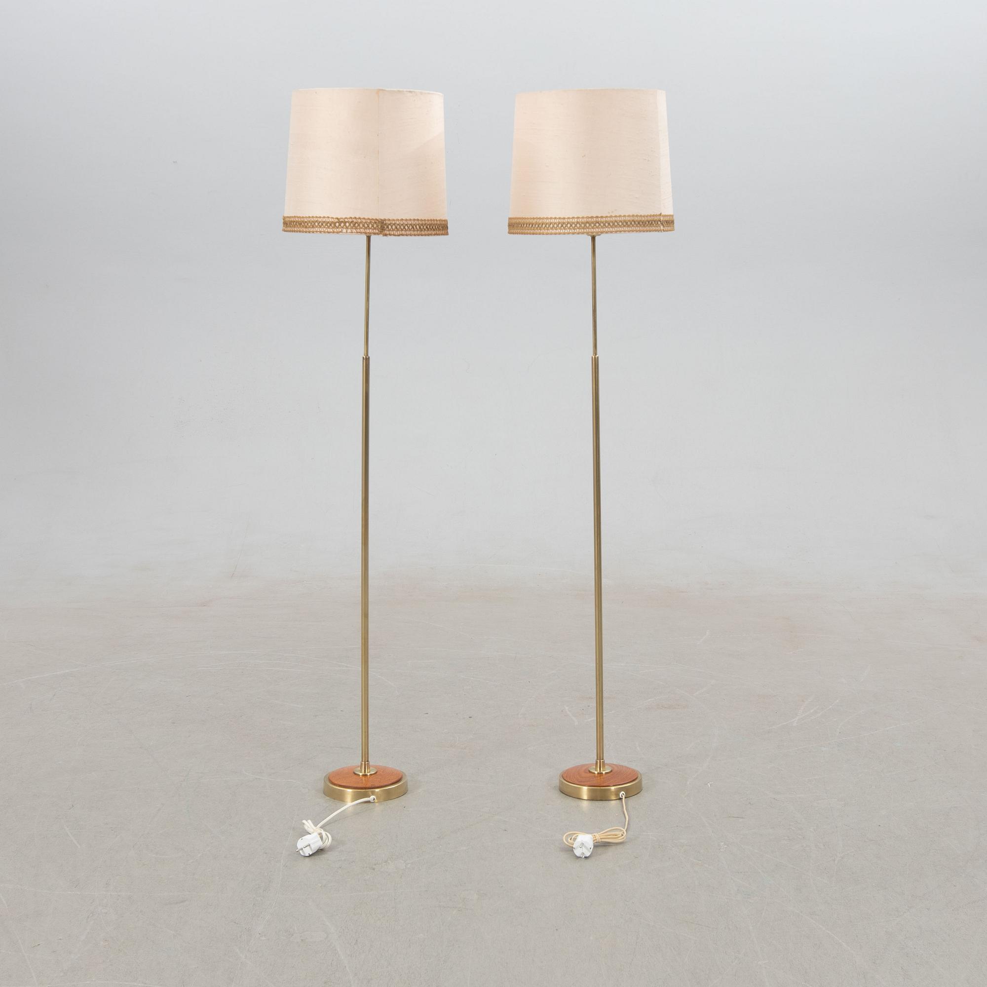 Floor lamps, a pair, mid-20th century.