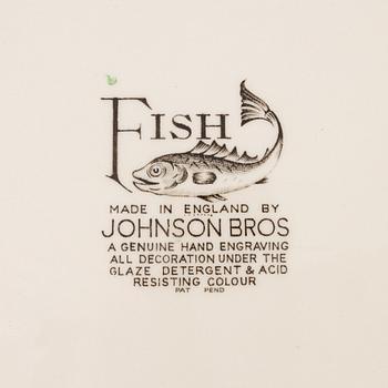 Fiskservis, 14 delar, flintgods, "Fish", Johnson Bros, England.