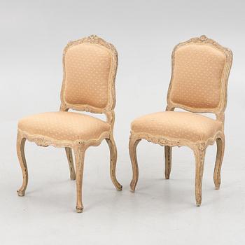 A matched pair of French Louis XV chairs, mid 18th Century.