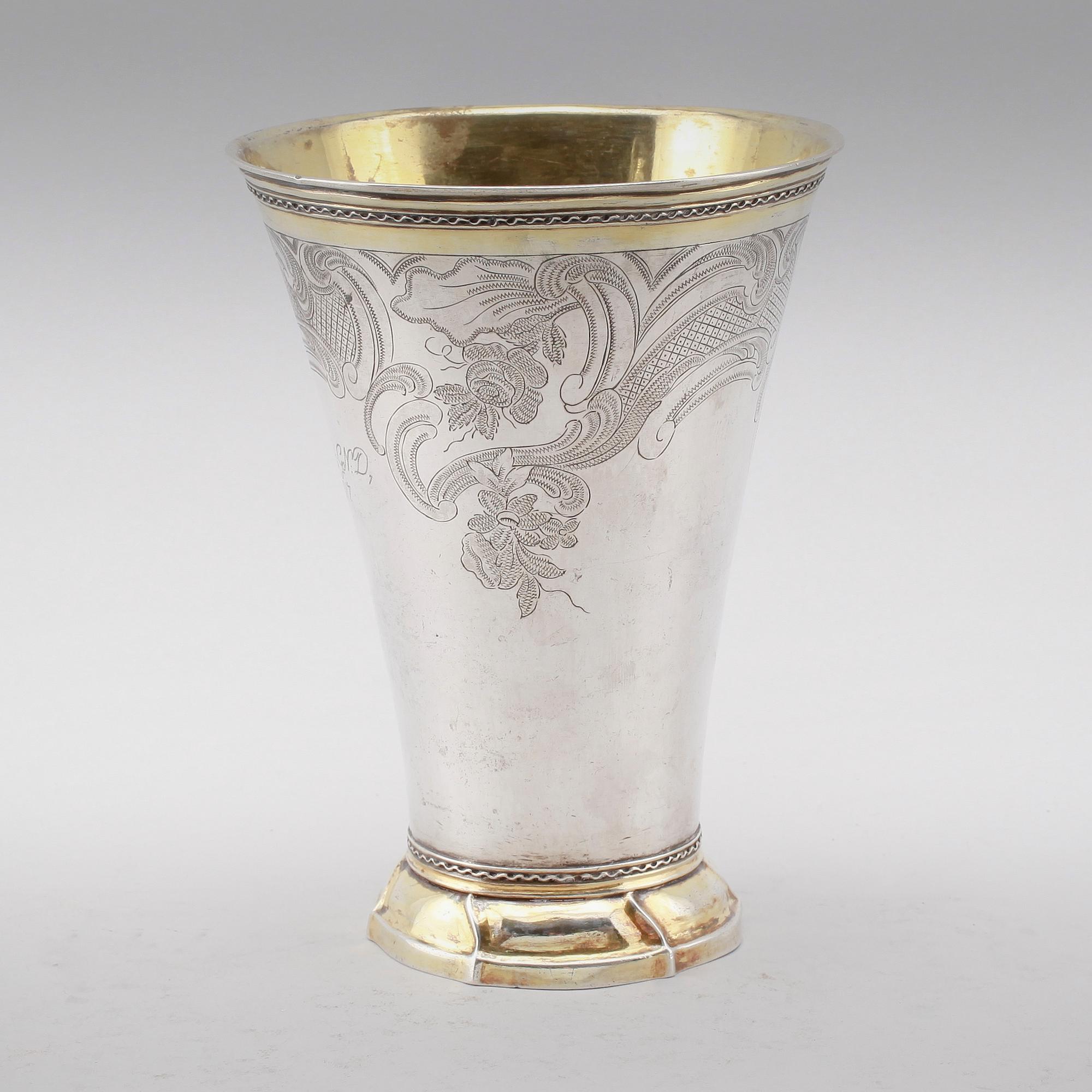 BÄGARE, silver, Jacob Lampa, Stockholm 1770. Vikt ca  453 gram.