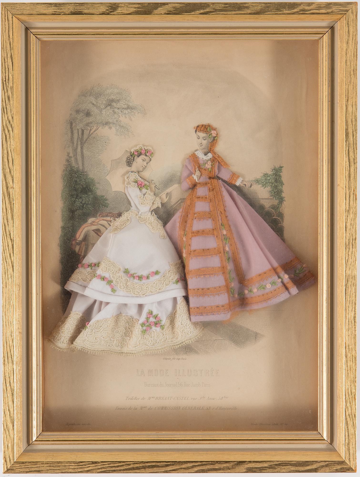 Two hand coloured fashion plates from 'La Mode Illustrée', Paris
